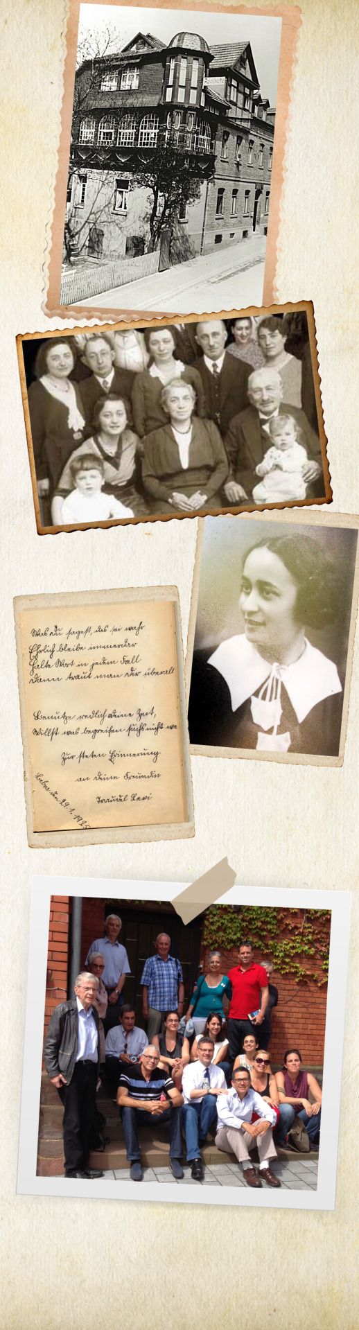 Fotocollage der Familie Levi damals und den Nachkommen von Traudel Levi